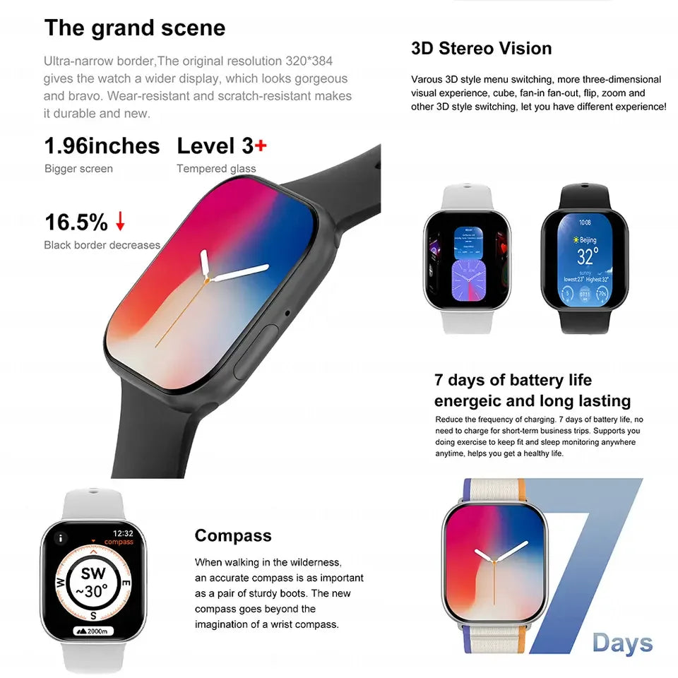 2025 New for Apple GPS Watch 10 Smart Watch Men HD AMOLED Memory Music 3D Surround Bluetooth Call Waterproof Smartwatch Woman