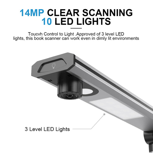 L14 14MP HD Book & Document Scanner, Capture Size A3, Multi-Language OCR, Pdf, for MAC and Window System, Home Office