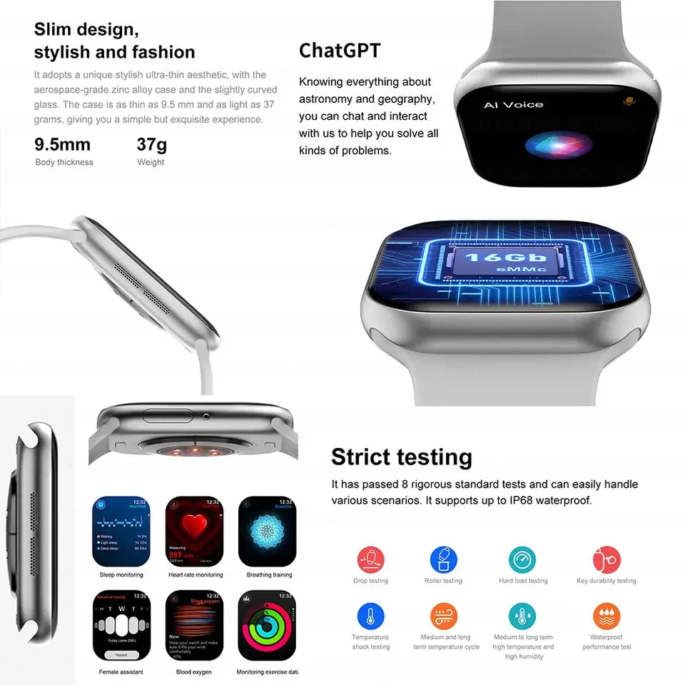 2025 New for Apple GPS Watch 10 Smart Watch Men HD AMOLED Memory Music 3D Surround Bluetooth Call Waterproof Smartwatch Woman