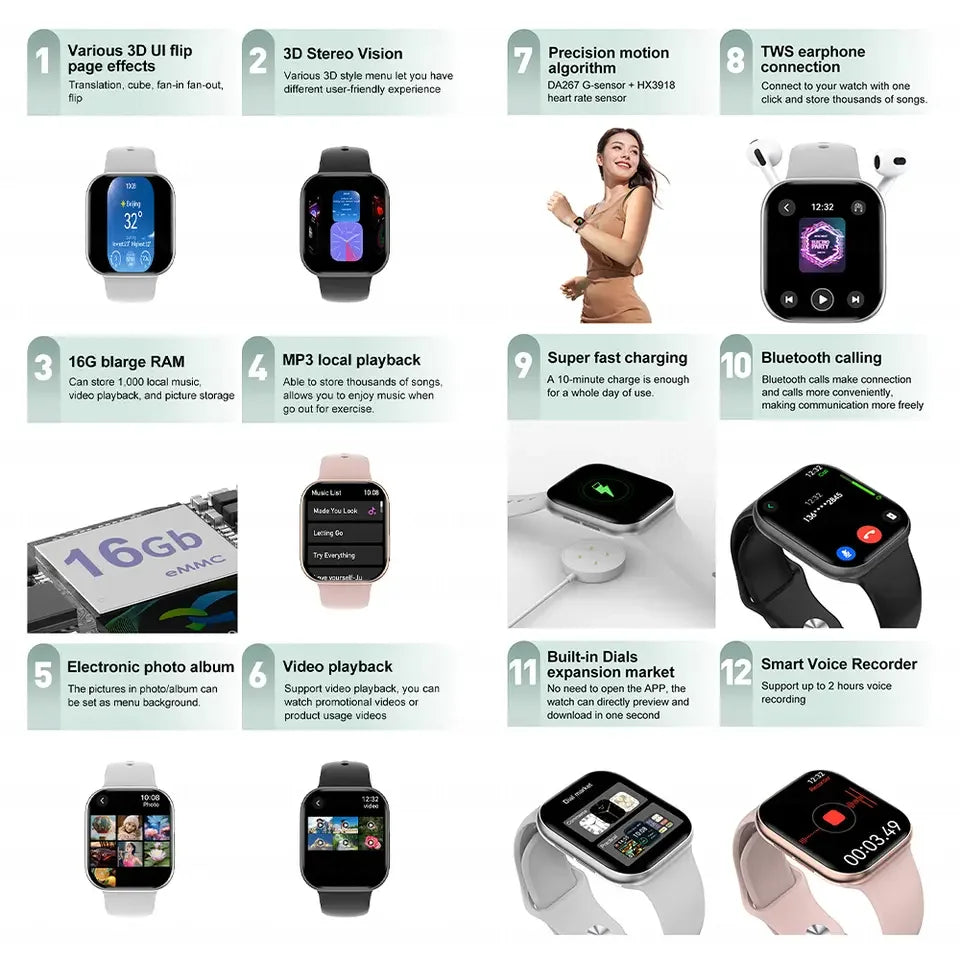2025 New for Apple GPS Watch 10 Smart Watch Men HD AMOLED Memory Music 3D Surround Bluetooth Call Waterproof Smartwatch Woman
